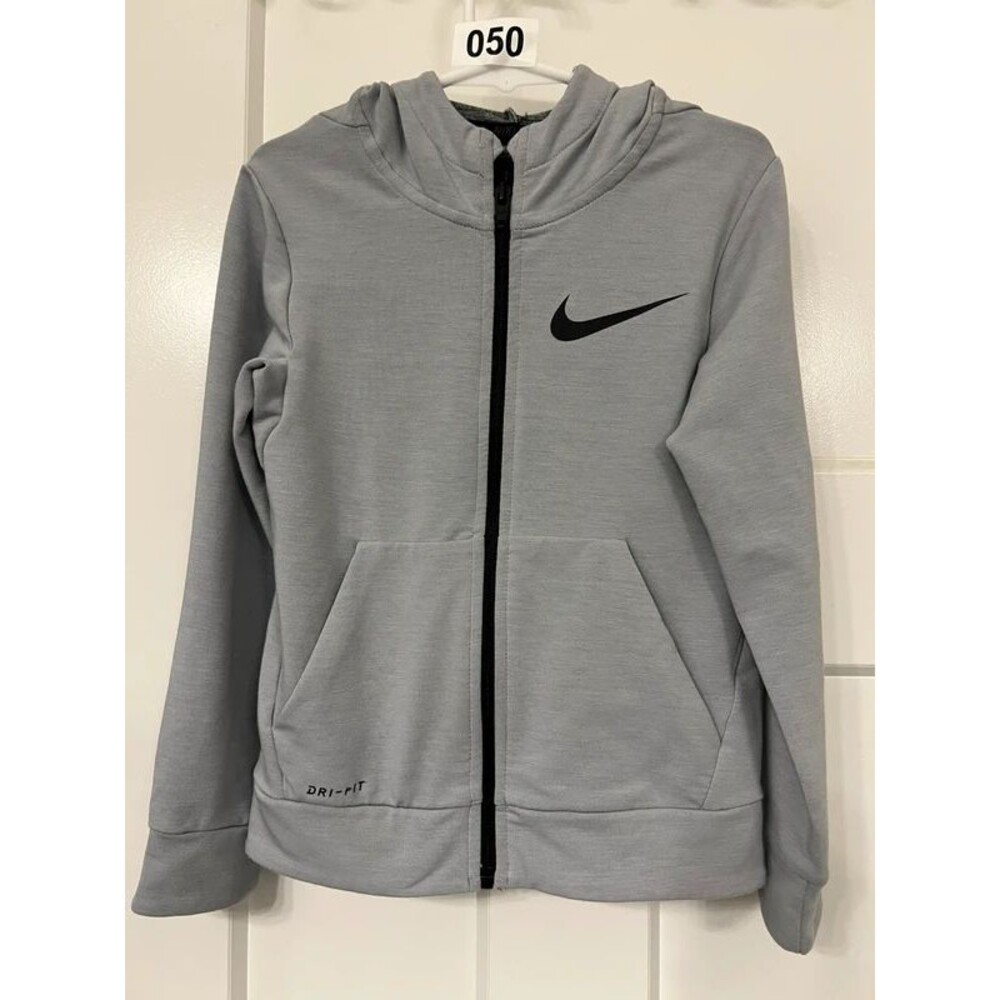 Nike Dri-FIT Gray Full-Zip Hoodie – Kids 4–5 Years